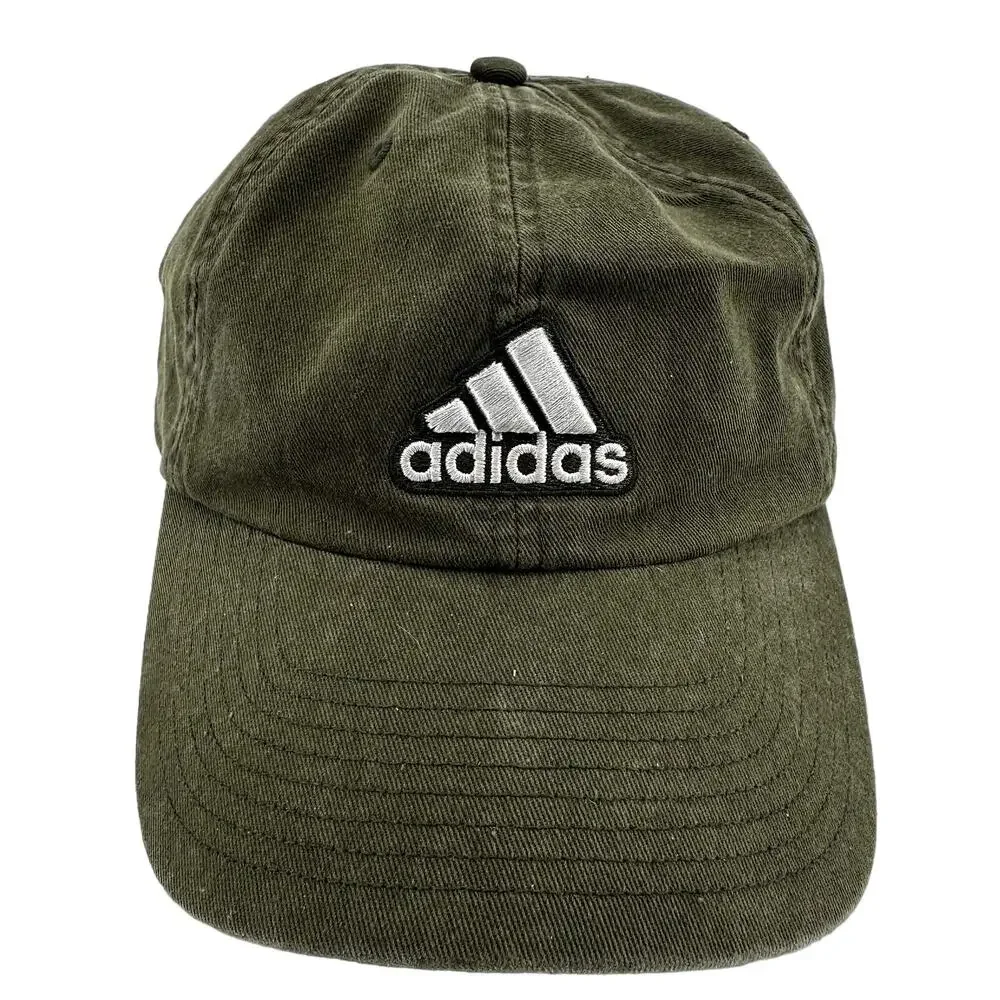 Adidas 3 Striped Baseball Cap Embroidered Logo Adjustable Olive Green One Size
